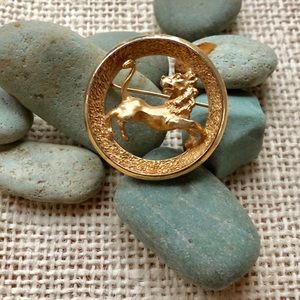 Vintage Crown Trifari Leo Zodiac Brooch